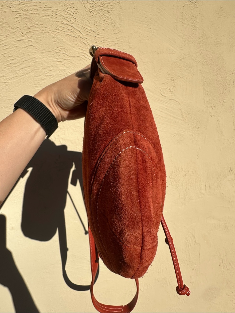 Coach Rust Orange Suede Drawstring Crossbody Bag - Picture 5 of 9